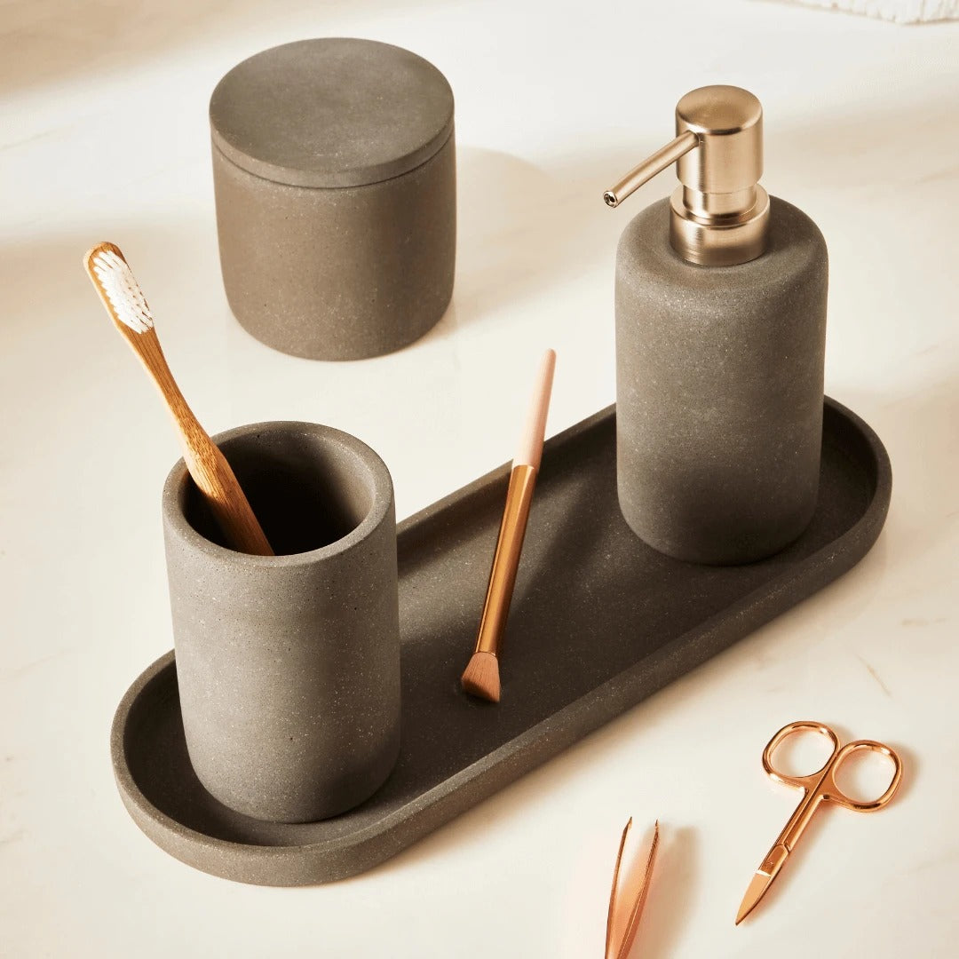Kit para Banheiro Cimento Cinza 4 Peças