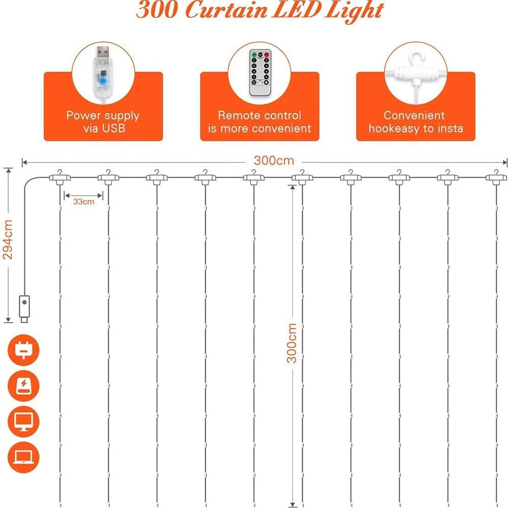 Cortina de Led Diversos 4x3 para o Natal