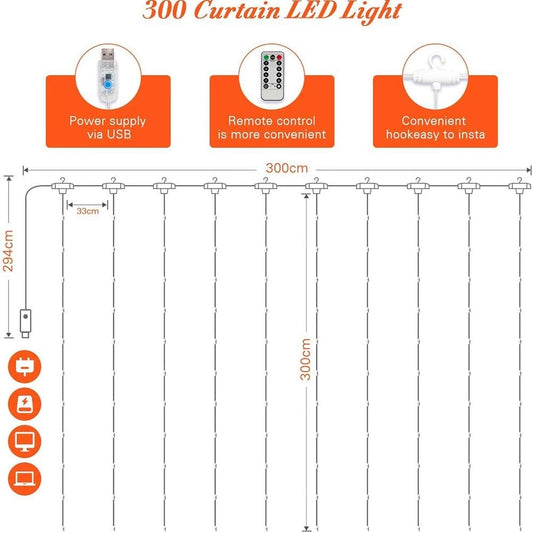 Cortina de Led Diversos 4x3 para o Natal