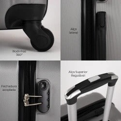 Kit mala de viagem ABS pequena 10kg, média e grande