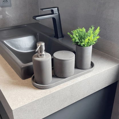 Kit para Banheiro Cimento Cinza 4 Peças