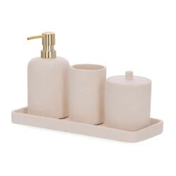 Kit para Banheiro em Polirresina Areia 4 Peças