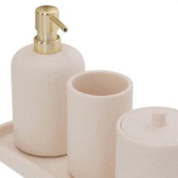Kit para Banheiro em Polirresina Areia 4 Peças