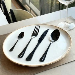 Faqueiro 24 Peças de Aço Inox Positano Preto Ônix