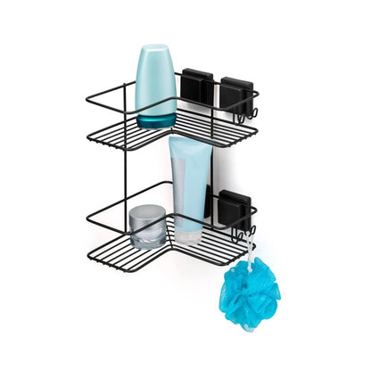 Cantoneira Porta Shampoo Dupla Fixação Ventosa Preto